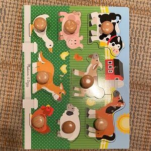 Melissa & Doug Farmyard Friends Puzzle with Green and Blue